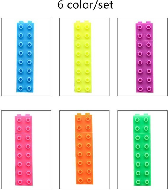 Patty Stationery Mini Block Highlighter Set, 6 Stück, Gelb und Mehrfarbig, Schreibwaren für Schule und Kinder - Bild 1