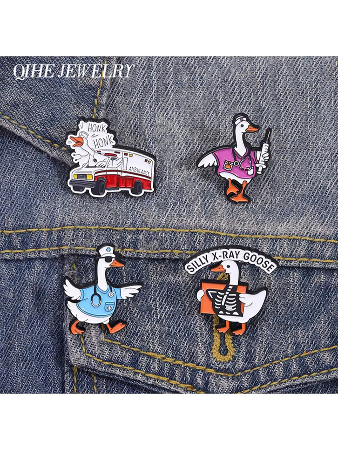 QIHE JEWELRY Brosche Gans Emaille, Bunt - Bild 5