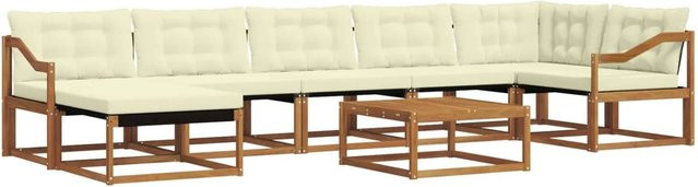 vidaXL Outdoor-Sofagarnitur 22-teilig aus Akazienholz mit Textilene und Polstern in Natur und Creme - Bild 1