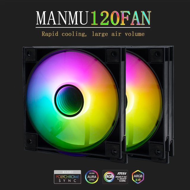 MANMU ARGB PC-Kühler 12V PWM Case Fan 120mm Multicolour - Bild 1