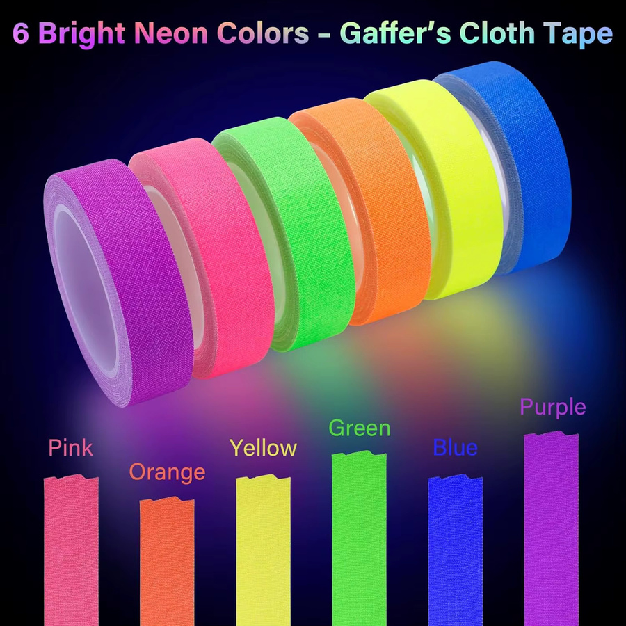Neon Gaffer Klebeband in Multicolour für UV-Schwarzlicht und Glow-Partys - Bild 3