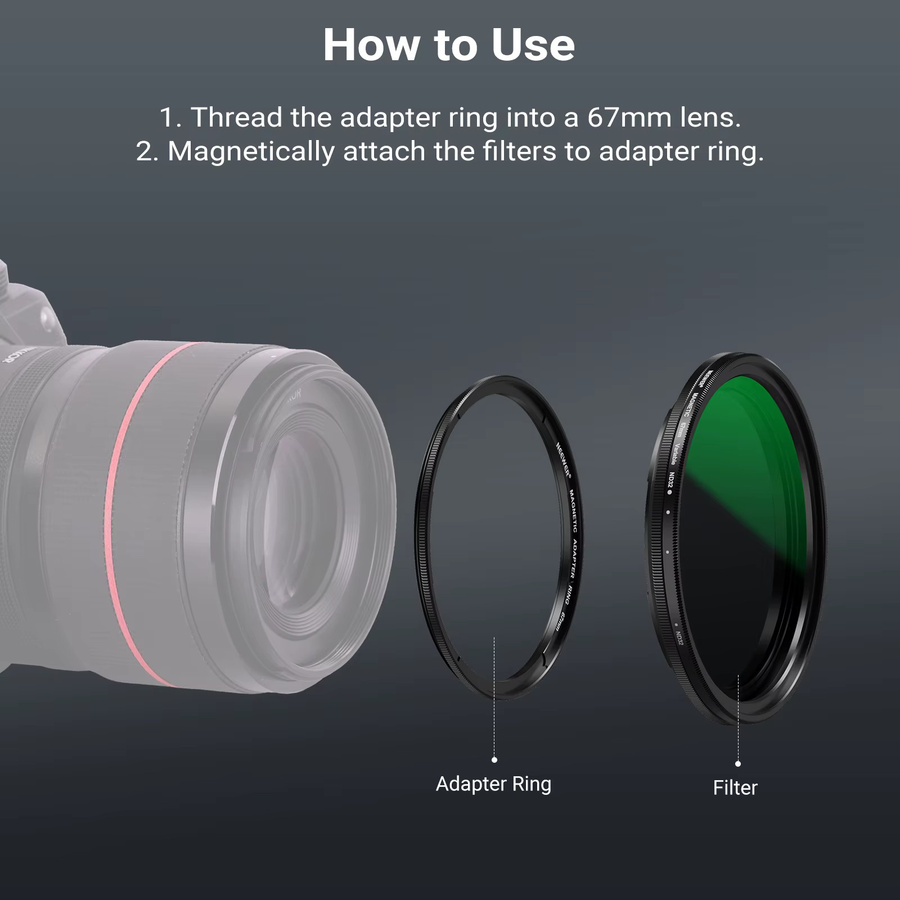 NEEWER 5-in-1 Magnetfilter-Set für Kameraobjektive in Schwarz, 67mm mit CPL und Variable ND 2-32, stapelbare mehrfach beschichtete Filter für Dichte- und Zirkularpolarisation - Bild 4