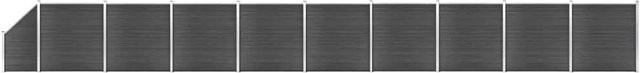 vidaXL Zaunelement Set WPC in Schwarz mit Aluminium und Stahl, Höhe: 186 cm, Breite: 1657 cm, Tiefe: 111 cm - Bild 1