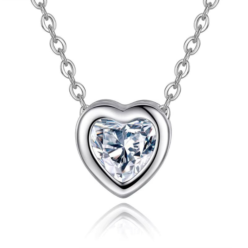 BJXMOSO Halskette mit Herzanhänger, 925 Silber, Zirkonia, Damen - Bild 2