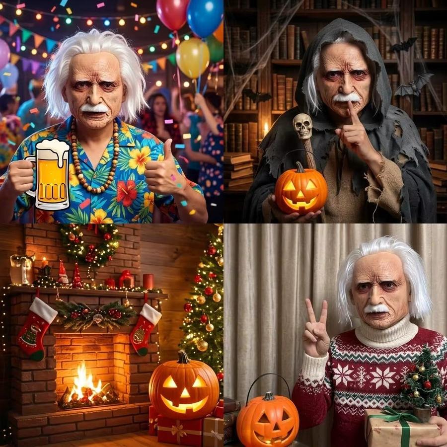patygr Alter-Mann-Cosplay-Maske, Weißes Haar, Zubehör, Erwachsenengröße - Bild 5