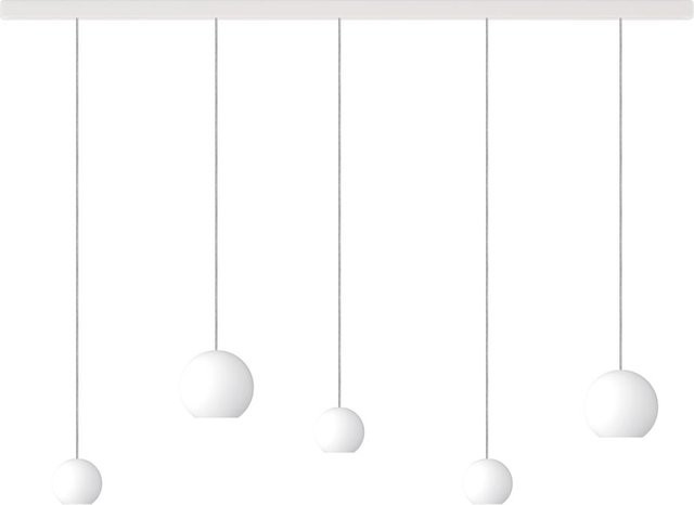 KOMOT KOS Quinto SL LED-Pendelleuchte mit Schiene, Weiß matt, Edelstahl und Opalglas, Tunable White 2200K - 4200K, Länge: 200 cm - Bild 1