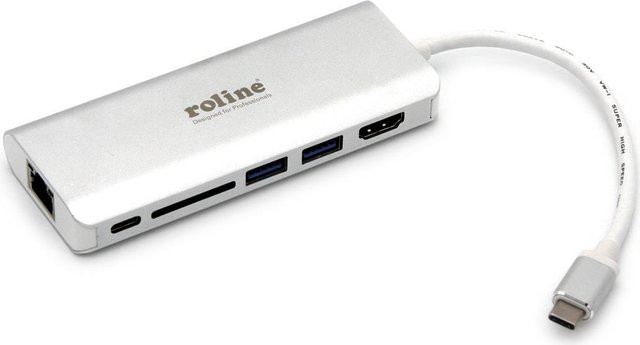 ROLINE Notebook-Dockingstation und Portreplikator USB 3.2 Gen 1 Type-C mit HDMI und Ethernet in Silber (12.02.1037) - Bild 1