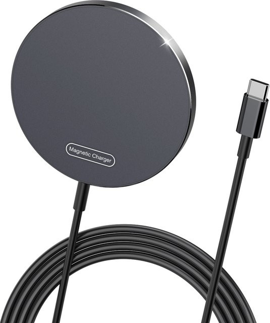 VEERNOO Magnetisches kabelloses Ladegerät für iPhone und AirPods Pro, Induktions-Ladepad in Schwarz oder Silber - Bild 1