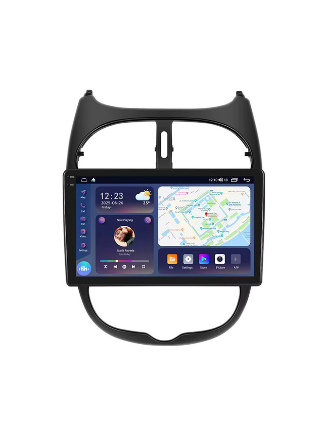 Podofo Autoradio mit kabellosem CarPlay, Android Auto, WIFI und GPS für Peugeot 206, Peugeot 206CC und Citroen C2, Schwarz - Bild 7
