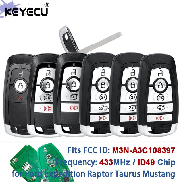 KEYECU Smart Remote Key Fob M3N-A3C108397 433MHz ID49 Chip für Ford Expedition Next Gen Everest Raptor MK5 Taurus Mustang 2023+, Schwarz - Bild 1