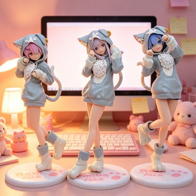 Bandai Re:Zero Emilia Ram Actionfiguren, PVC-Statue, Einzelfigur - Bild 1