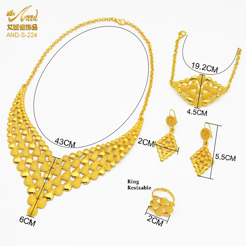XUHUANG Schmuck-Set Halskette und Ohrringe, Gold, Damen - Bild 4