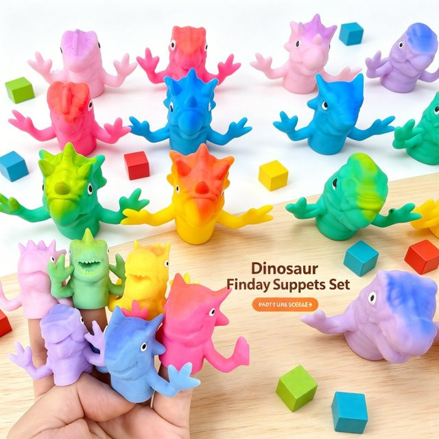 soulbao Dinosaurier-Fingerpuppen-Set, Gummi, Bunt, Set / Bundle - Bild 1