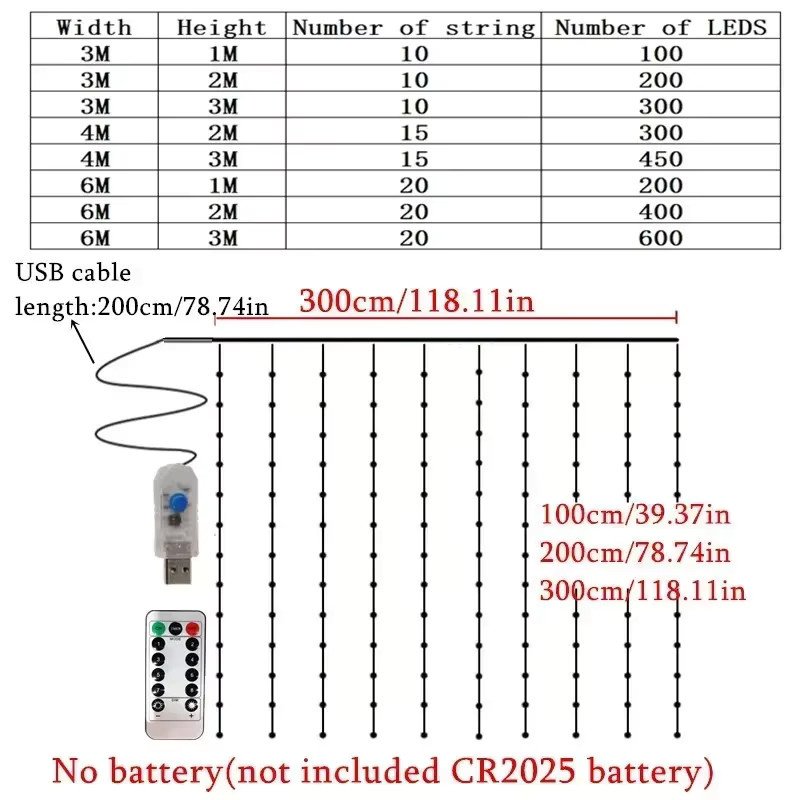 HOUHOM LED Vorhang Lichterkette mit 8 Modi und USB-Anschluss, RGB Multicolour, 6m Länge für Party, Hochzeit, Weihnachten und Garten-Dekoration - Bild 4