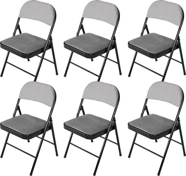 HTI-Living Klappstuhl Wedigo Velvet Grau 6er-Set aus Samt und Metall - Bild 1