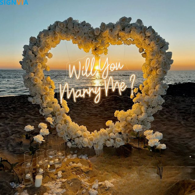 Signvia Will You Marry Me LED Neonschilder Warmweiß zur romantischen Hochzeitsdekoration und für Heiratsanträge - Bild 1