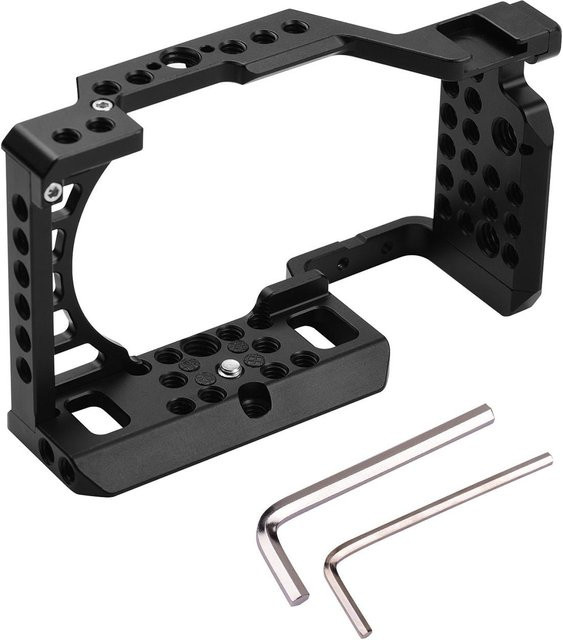 Kamera Käfig Rig aus Aluminiumlegierung mit Blitzschuh Halterung und ARRI Positionierungsloch für Sony in Schwarz - Bild 1