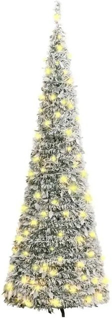 vidaXL Pop-Up-Weihnachtsbaum Künstlich Beschneit mit 100 warmweißen LEDs in Grün und Weiß, Höhe: 150 cm - Bild 1