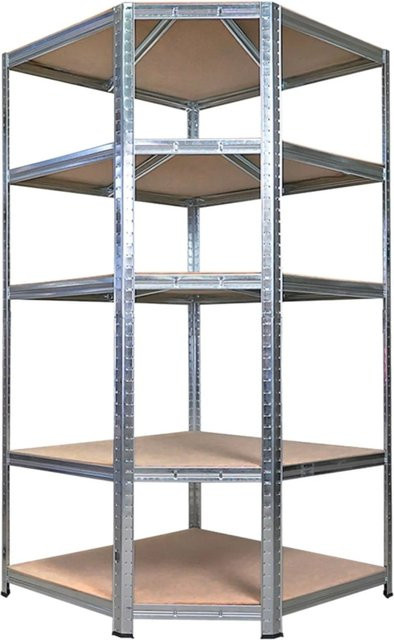PROREGAL Eckregal Ragnar verzinkt mit MDF-Holzplatten für Lager, Werkstatt und Garage, H x B x T: 180 x 90 x 60 cm - Bild 1