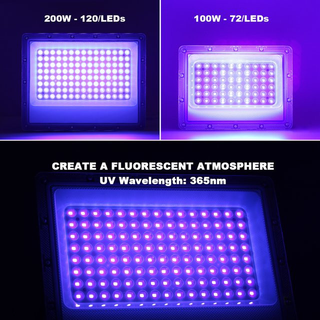 YNL LED UV Flutlicht Schwarzlicht Wasserdicht für Party und Outdoor in Schwarz - Bild 1
