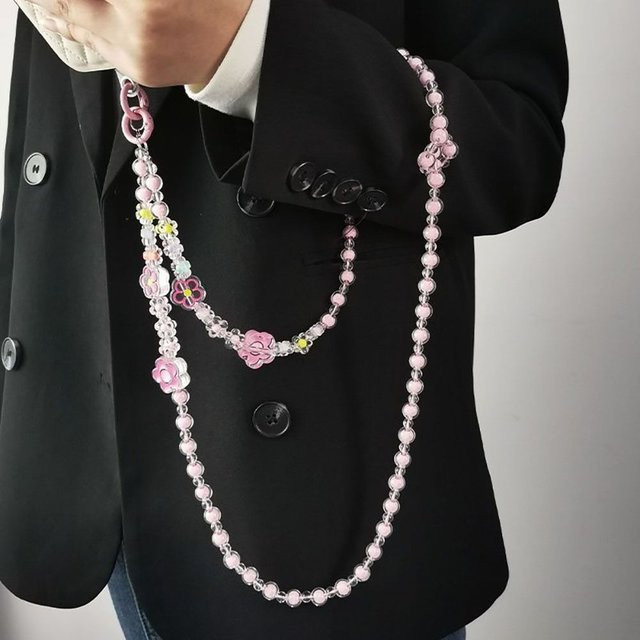 Halskette mit Blume und Perle, Unisex - Bild 1