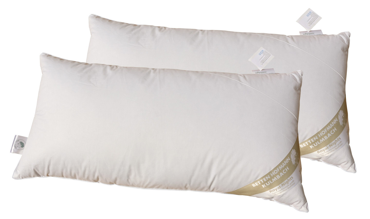 2er-Set Betten Hofmann Luxus 3-Kammer Daunenkissen, weiß, B/H: 40 x 80 cm - Bild 1