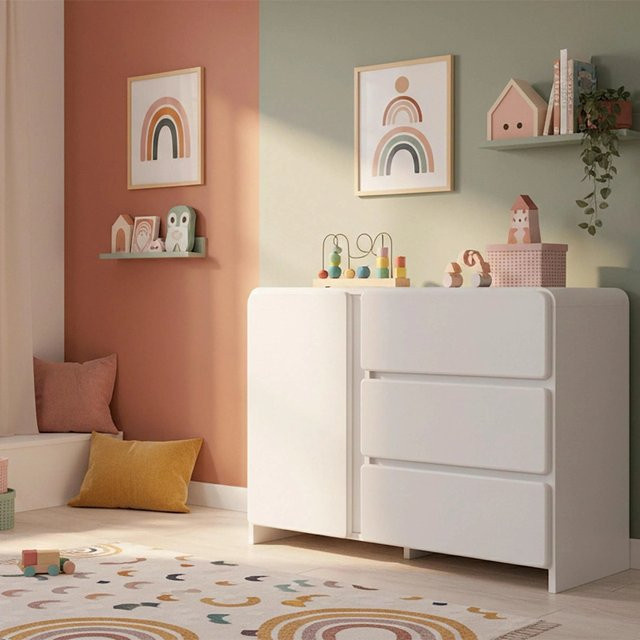 Bessagi Kids Kinderregal Elio Weiß, modernes Regal für das Kinderzimmer aus MDF, H x B x T: 95,0 x 76,0 x 39,0 cm - Bild 1