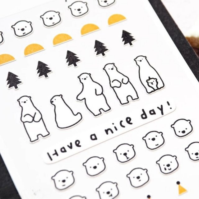 Suatelier Mini Eisbär Wald Papier Aufkleber Multicolor für Scrapbooking und Journaling - Bild 1