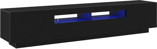 vidaXL TV-Schrank Set aus Holzwerkstoff in Schwarz, 2 Stück, modern mit integrierter Beleuchtung, B/H/T: 200 x 35 x 40 cm - Bild 1