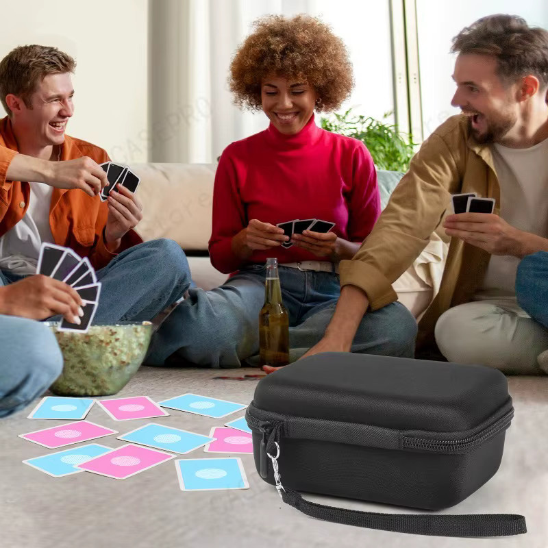 Kartenhalter für Phase 10 und PM TCG Spielkarten mit abnehmbarer Trennwand und Handschlaufe, Schwarz, HUOAED - Bild 3