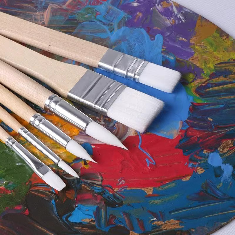 Giorgione Aquarellpinsel Set für Künstler mit Nylonborsten und Holzgriff, Flachspitze, Mehrfarbig, 3 oder 6 Stück - Bild 4