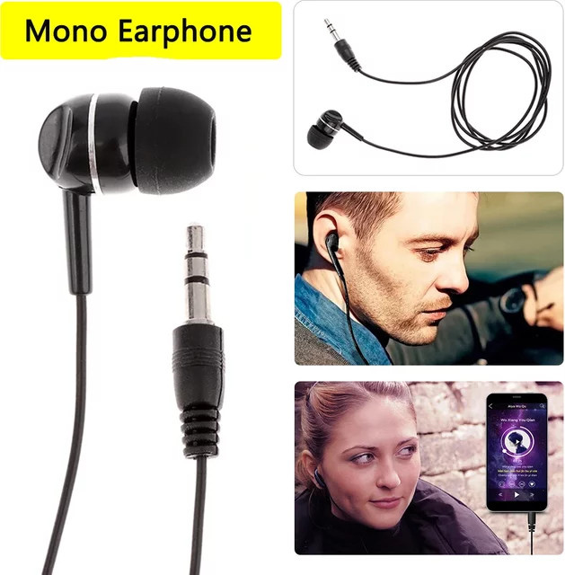 AideeMaster In-Ear-Headset Stereo-zu-Mono Single-Ohrhörer in Schwarz mit 3,5 mm Klinkenanschluss - Bild 1