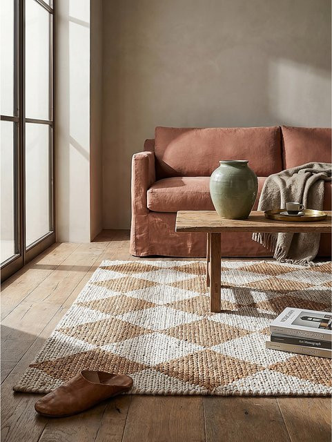Jute-Teppich Kadima Design Rauten in Beige aus Jute und Baumwolle B/T: 120 x 170 cm - Bild 1