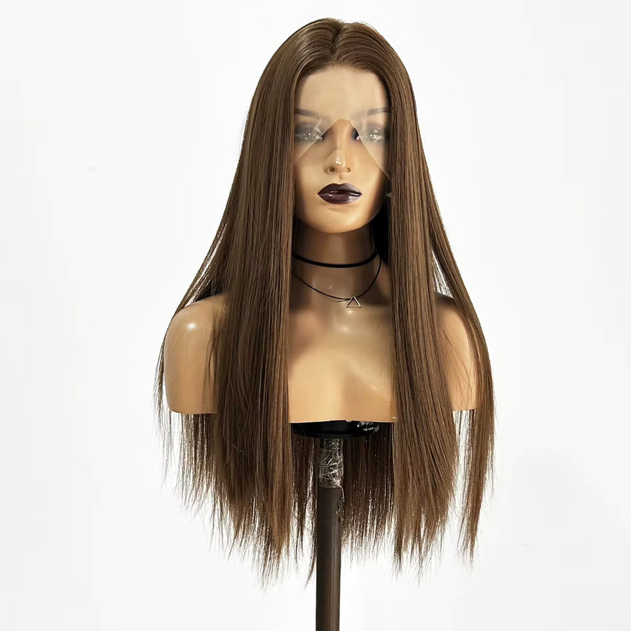 AIMEYA Lace Front Perücke, braun, gerade, synthetisch, Damen - Bild 2