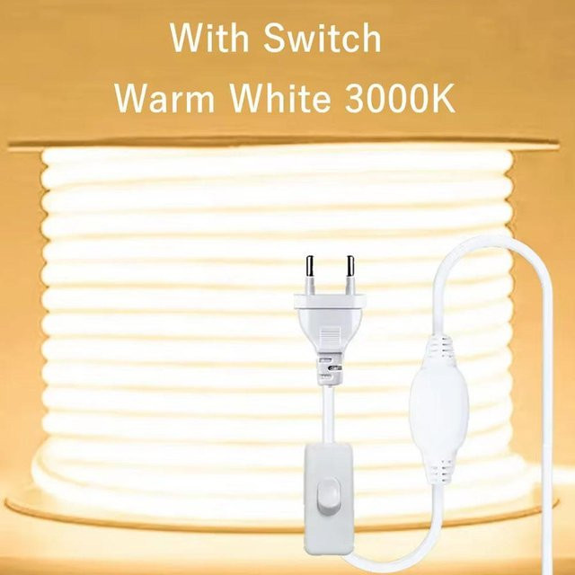 GuangZhouZhenqin COB LED-Streifen Wasserdicht mit Linse, Warmweiß, Dimmbar, 15m, inklusive EU-Stecker und Schalter - Bild 1