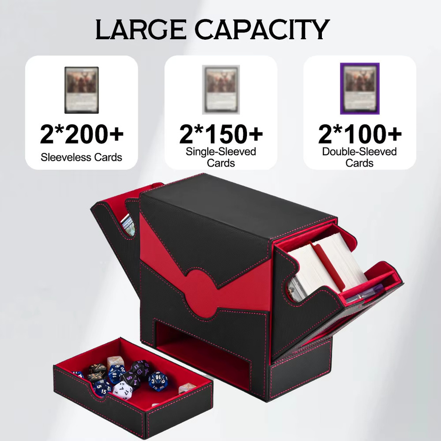 BANLOGA Kartendeckbox für TCG, mit Sichtfenster, PU-Leder, Schwarz, Blau - Bild 2