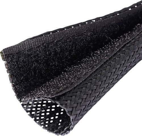 Quadrios Geflechtschlauch 25CA479 aus PET in Schwarz, Durchmesser: 13 bis 15 mm, Meterware - Bild 1