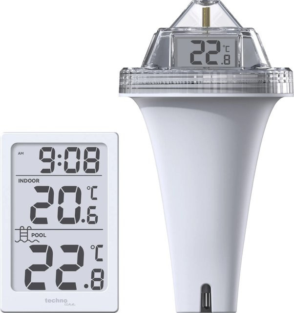 Technoline Poolsensor WS 9079 Thermometer zur Messung von Wassertemperatur und Innentemperatur in Weiss - Bild 1