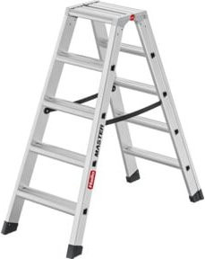 Hailo Aluminium-Doppelstufenleiter Master D100 in Silber mit 2 x 5 Stufen - Bild 1