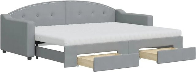 vidaXL Tagesbett ausziehbar mit Schubladen in Hellgrau, B/T/H: 200 x 80 x 90 cm - Bild 1