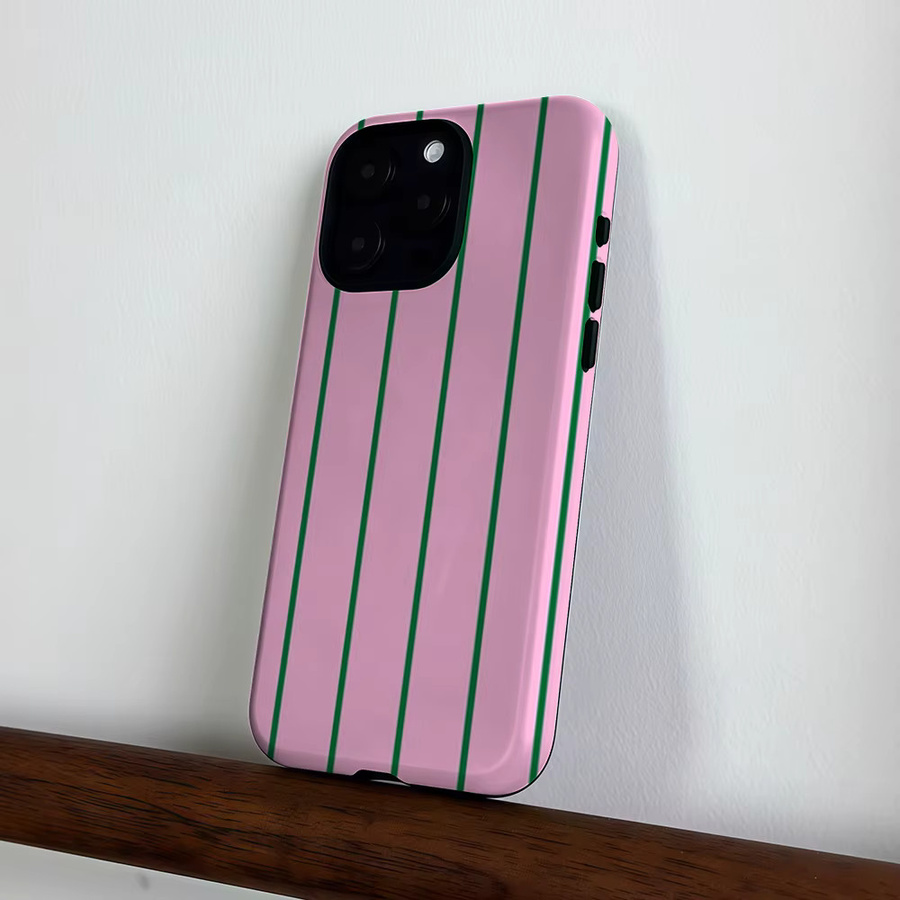 CaseLumi Matte Bumper MagSafe Hülle für iPhone 17 16 15 14 13 Pro Max Stoßfeste PC Schutzhülle Rosa Grüne Streifen - Bild 3