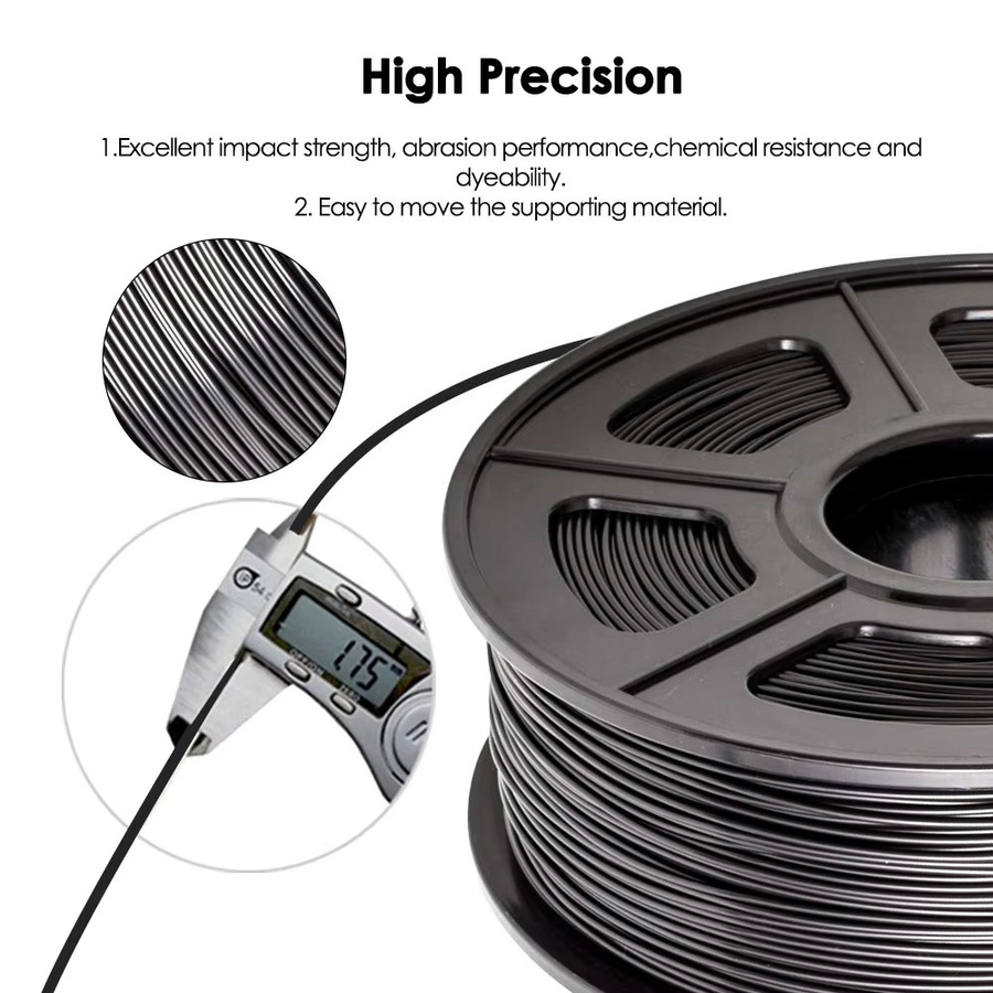 JAYO 3D-Filament Set für FDM-Drucker, 5 Rollen PLA/ABS/SEIDE in Schwarz, Durchmesser: 1,75 mm - Bild 2