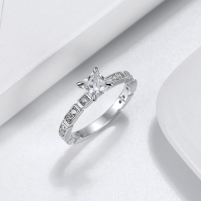 Ring 925 Silber, Diamant, Zirkonia, Vintage, Damen, Weiß - Bild 1