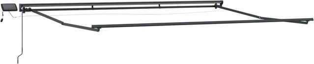 vidaXL Manueller Markisenrahmen mit LEDs aus Aluminium in Anthrazit, B: 400 cm, T: 350 cm - Bild 1