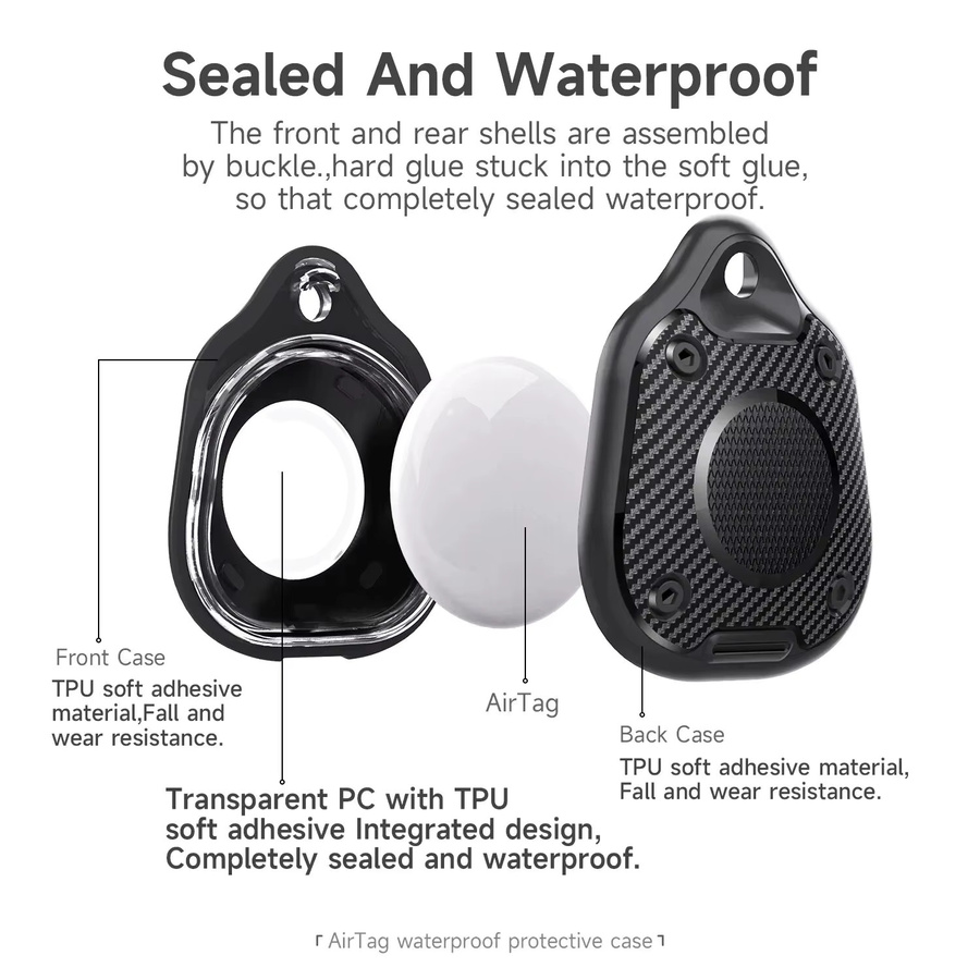 Wasserdichte Schutzhülle in Schwarz für Apple AirTag Location Tracker - Bild 3