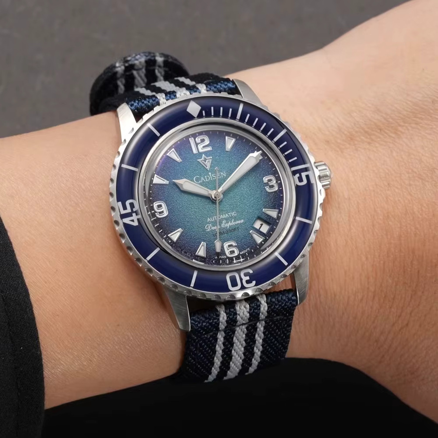 CADISEN Armbanduhr Automatik, Edelstahl, Textil/NATO, Herren - Bild 6
