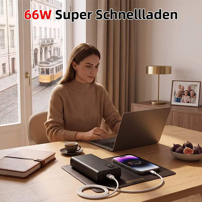 Hinne Hochleistungs-Powerbank mit 50000mAh und 66W Schnellladung, Tragbares Ladegerät mit LED-Digitalanzeige für iOS und Android, verfügbar in Schwarz oder Weiß - Bild 4