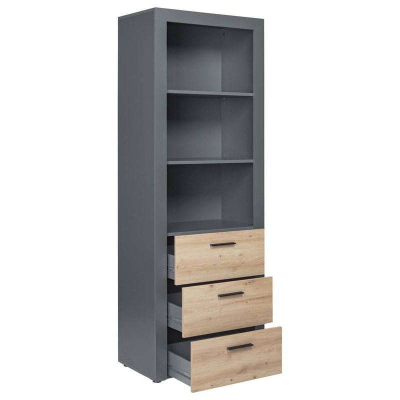 Standregal Bücherregal Corbeto von Inter Link in Anthrazit und Eiche, B/H/T: 68,6 x 190 x 41,6 cm - Bild 2