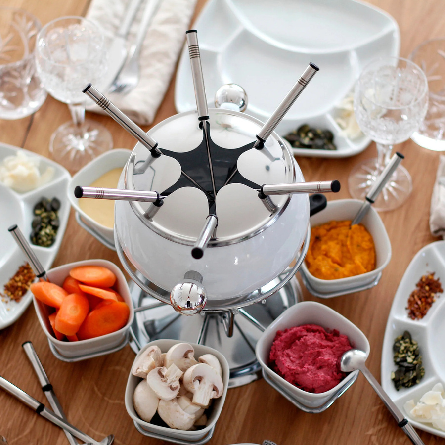 Mäser Fondue-Set aus Edelstahl in Weiß, 28-teilig - Bild 4