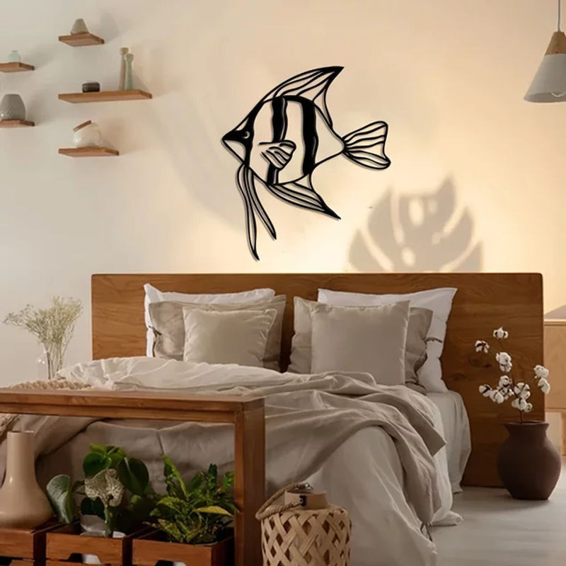 CIFBUY Metallfisch Wandkunst in Schwarz als maritime Wanddekoration für dein Zuhause - Bild 1